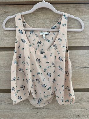 Joie lovely Peach Pink Floral Scallop-Hem Tank